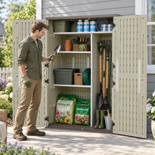 Macrout 50 Cu Ft Outdoor Storage Cabinet with Shelves, Waterproof ST5782 - Image 3