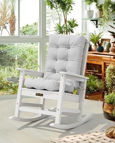 SERWALL HDPE Outdoor Rocking Chair Cushion Set of 4, Gray - Image 2