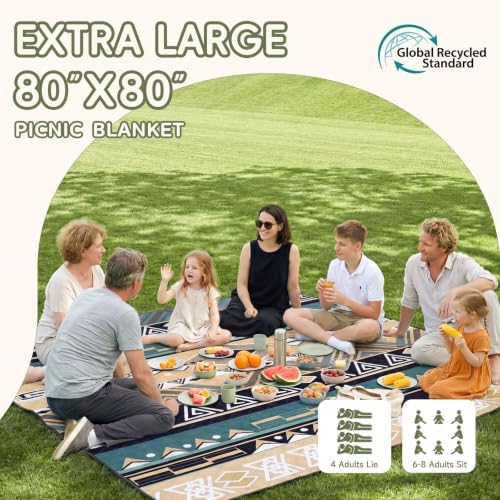 Genovega Waterproof Picnic Blanket Outdoor Camping Beach Mat Rug Extra Large Foldable Car Essential Roadtrip Gadget Accessories Glamping Tent Gear Must Haves Hiking Stuff Backpacking Necessities Gift - Image 2