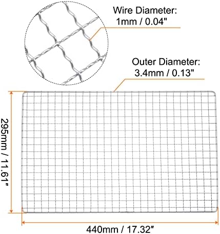 HARFINGTON Square BBQ Grill Net 17.3"x11.6" Stainless Steel Cross Wire Barbecue Mesh Mat for Baking Smoking Charcoal Grilling Roasting - Image 2