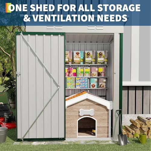 Garvee Outdoor Trash Storage Shed– 5.8x3.3 FT, Lock Latch, Sloped Roof - Image 6