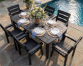 7pcs Patio Dining Set with Umbrella Hole Table & 6 Chairs, Black by Kibaso