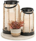 Natural Rattan Boho Lanterns - Handcrafted Chic Farmhouse Decor for Home by KIBAGA