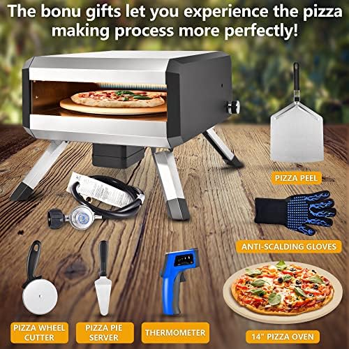 AOSION Pizza Oven Outdoor, 14 Inch Multi-Fuel Rotatable Pizza Ovens,Portable Stainless Steel Pellet Gas Pizza Oven for Outside Backyard Camping. - Image 4