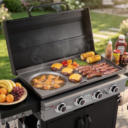 Royal Gourmet GB4008B 4-Burner Gas Griddle, Recessed Fry Zone, Camping - Image 2
