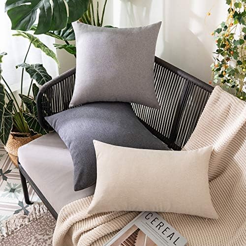 MIULEE Decorative Outdoor Pillow Covers Euro Waterproof 24x24 Dark Grey - Image 4