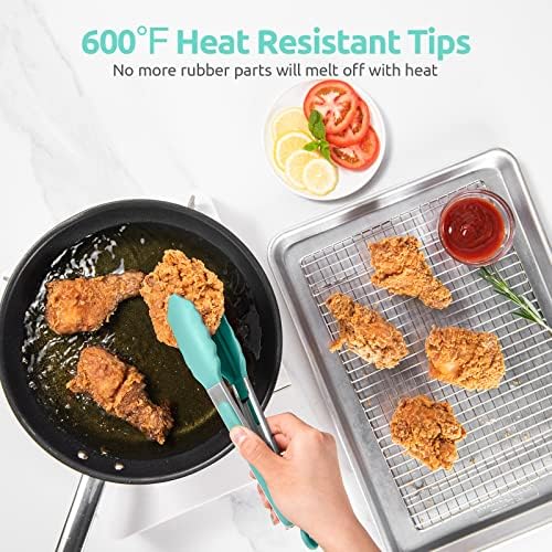U-Taste Kitchen Tong for Cooking, 600ºF Heat-Resistant Silicon, 9"/Aqua Sky - Image 3