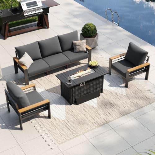 Aoxun Patio Furniture Set, Aluminum Outdoor Furniture with Fire Pit Table by Aoxun