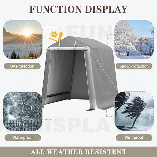 Shintenchi 6x6 FT Outdoor Storage Shed, Gray - Image 4