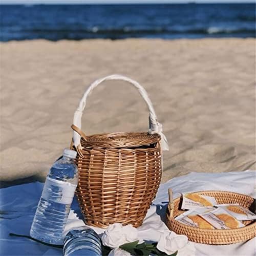 Basket Park Picnic Wicker Shopping Basket Picnic Leisure Simple Rattan Furniture Snack Storage Camping Outdoor Decor - Image 3