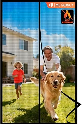 METAONLY Fiberglass Magnetic Screen Door Mesh, Works for Patio, Sliding Door, Keeps Bug Mosquito Out, Fresh Air Flow, Fits 36" x 80" Door - Curtain Size 38" x 82", Black by Giveyouthebestexperience