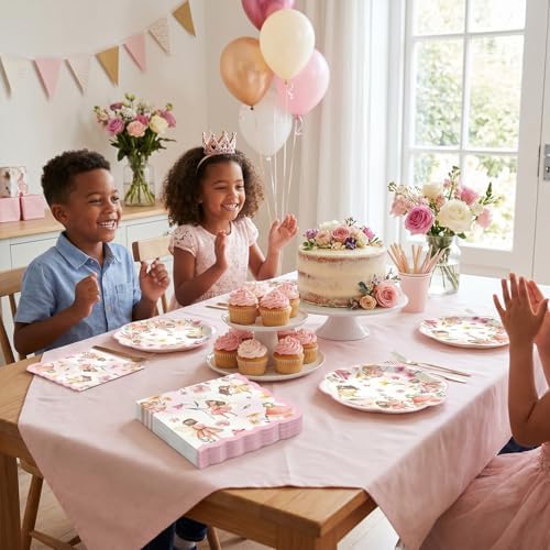 40PCS Fairy Birthday Party Decorations for Girls Kids, Fairies Plates and Napkins Tableware Set, Fairy Themed First Birthday, Fairies Enchanted Themed Baby Shower Party Decorations - Image 5
