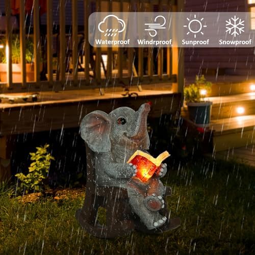 FOXMIS Garden Statues Elephant Outdoor Decor Lights, Lucky Miniature Elephant Statue Solar Garden Decor for Patio,Porch,Home Yard Decor Elephant Gifts for Mom,Women, 2.04"x3.34"x3.93" - Image 4
