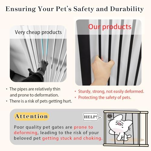 Lumizone Extra Tall Cat Gate 61.02" High 29.92"-34.24" Wide Pet Gate Black - Image 6