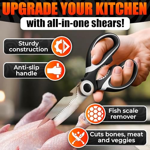 2 Pcs Kitchen Scissors All Purpose Heavy Duty, 5-in-1 - Image 4