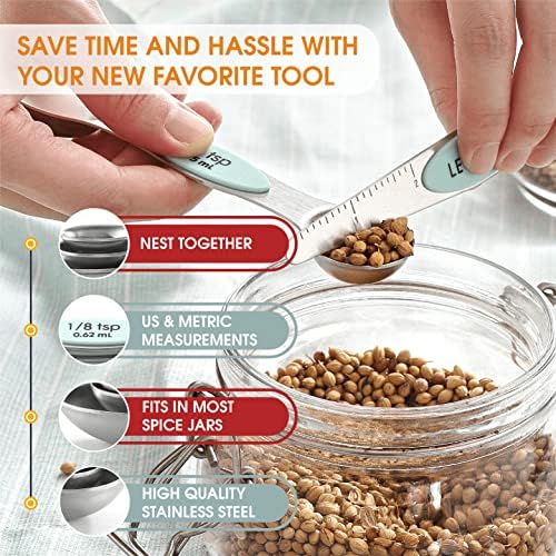 Spring Chef Stainless Steel 8 Magnetic Measuring Spoons for Kitchen, Mint - Image 5