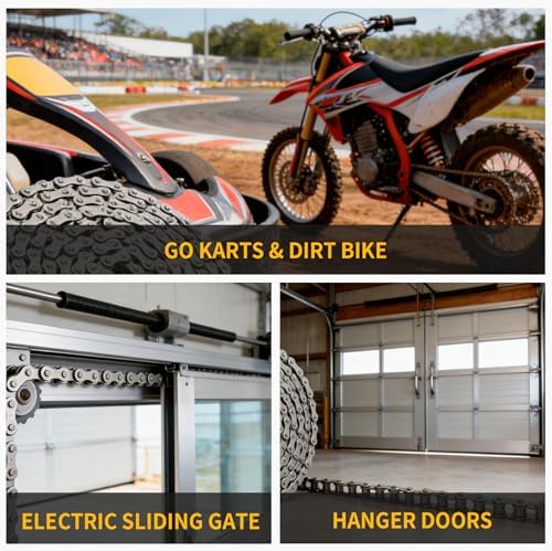 #41 Roller Chain 20 Feet for Gate Openers, Carbon Steel Operator Chain Replacement for Extension Automatic Sliding Gate Opener, Garage Hanger Door, Include 5 Connecting Links - Image 7