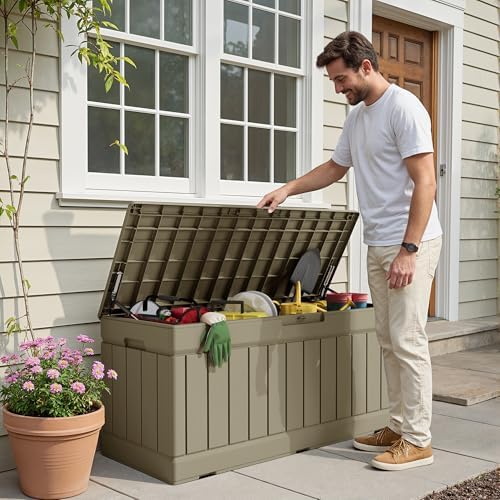 Devoko 78 Gallon Deck Box, Waterproof Resin Outdoor Storage Box - Image 3