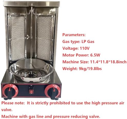 Shawarma Grill Machine with 2 Burners LP Gas Kebab Gyro Grill Machine Vertical Rotating Broiler for Commercial and Home Use - Image 2