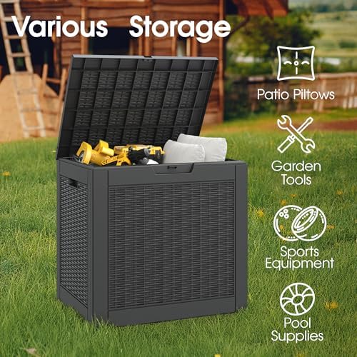 KAMABOKO Outdoor Storage Box, 30 Gallon Deck Box Outdoor Waterproof Small - Image 4