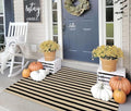 OJIA Washable Outdoor Rug 3'x5' Black and Tan Striped Porch Rug Patio Rugs by OJIA