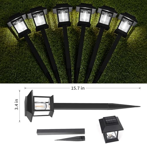 Greluna Solar Lights Outdoor, 6 Pack 6000K Waterproof Auto On/Off Solar Pathway Lights for Garden, Landscape, Path, Yard, Patio, Driveway, Walkway Decor - Image 6
