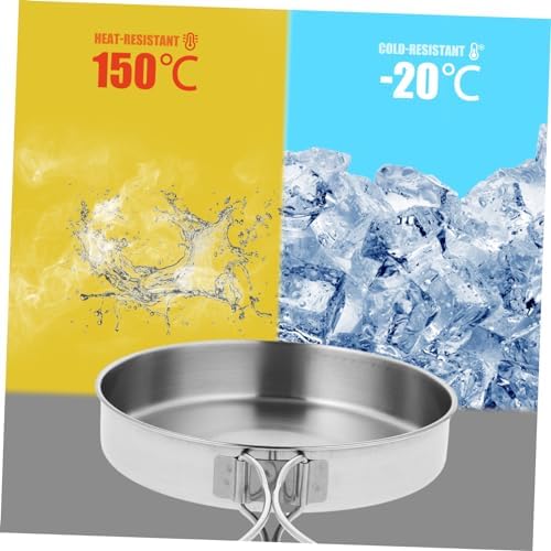 Frying Pan Lid Portable with Folding Handle Stainless Steel - Image 6