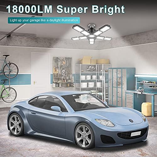 Nexillumi 4-Pack Led Garage Light 180W, 36000LM LED Shop Lights with E26/E27 Medium Base, 6000K Deformable Garage Lights Ceiling LED with 10+1 Adjustable Panels for Garage, Workshop, Attic, Basemen - Image 2