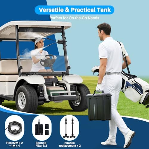 Ausic Portable Misting System, Battery Powered Outdoor Water Mister with 9L Bucket & Rechargeable Pump (Consecutive 8Hrs), Misters for Outside Patio Cooling, for Sports, Camping, Tailgating, Umbrella - Image 4