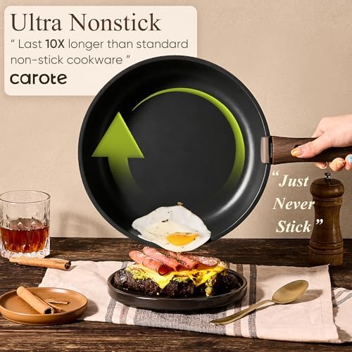 CAROTE 21pcs Pots and Pans Set Non Stick, Detachable Handle Cookware, Black - Image 3