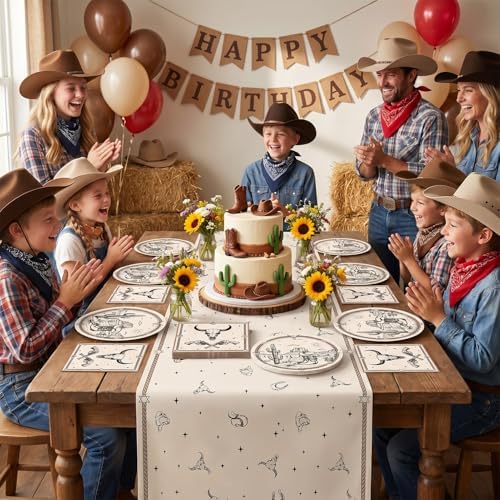 40Pcs Western Birthday Party Plates and Napkins Tableware Set, Cowboy Rodeo Themed Party Decorations for First Rodeo Cowboy Birthday Baby Shower Wild West Party - Image 5