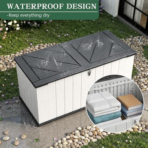 Outdoor Storage Shed, Resin Waterproof Storage Cabinet, Large Deck Box - Image 3