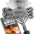 Grill Brush and Scraper Bristle Free – Safe BBQ Brush for Grill – 18'' Stainless Grill Grate Cleaner - Safe Grill Accessories for Porcelain/Weber Gas/Charcoal Grill – Gifts for Grill Wizard by GRILLART