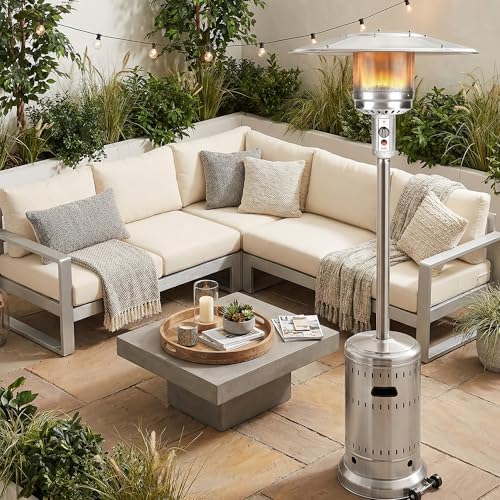 50,000 BTU Outdoor Propane Patio Heater with Wheels – All-Stainless Steel Gas Heater, Weighted Base, Easy Ignition & Safety Tilt Shut-Off for Patio, Backyard, Garden & Commercial Use - Image 2