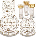 Zubebe 175 Pcs A Baby Is Brewing Baby Shower Tableware Set Serves 25 by Zubebe