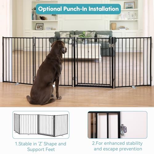 No Pawblems Freestanding Dog Gate with Door for Indoor & Outdoor, 30'' Tall - Image 4