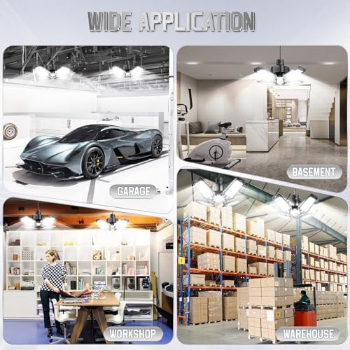 Garage Lights 1 Pack 120W, 12000LM LED Garage Lights with 4+1 Deformable Panels 6500K Screw in LED Shop Lighting for Workshop, Basement Support E26/E27 - Image 5
