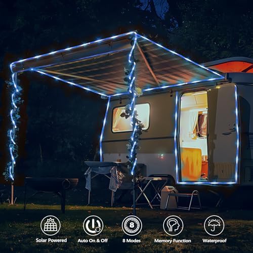 Solar Rope Lights, 66ft 200LED Solar String Lights, 8 Modes, Waterproof - Image 2