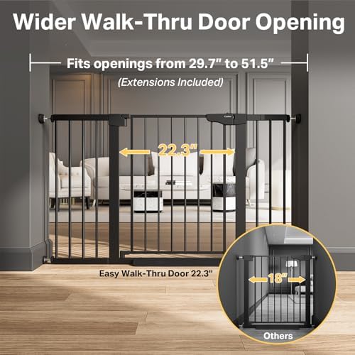 Cumbor 2-Pack 29.7-51.5 in Extra Wide Baby Gate for Stairs, Dog Gate Black - Image 3