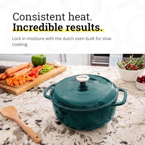 Lodge Essential Enamel Cast Iron Dutch Oven, 6 Quart, Lagoon - Image 3