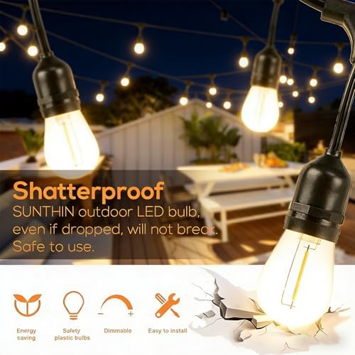 SUNTHIN 50FT Outdoor String Lights with 16 1W LED Bulbs - Image 5
