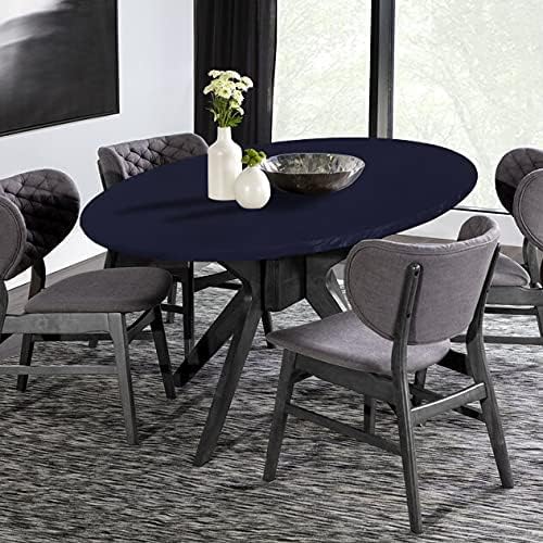 LUSHVIDA Round Tablecloth, Fitted Table Cloth for 36"-44" Tables, Navy - Image 2