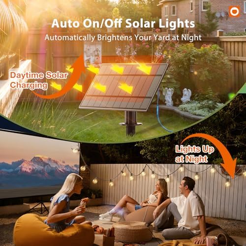addlon 50FT 27LED Solar String Lights Outdoor Waterproof with Remote, USB - Image 3