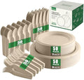 250 Piece Biodegradable Paper Plates Set Disposable Dinnerware Set, Eco Friendly Compostable (EXTRA LONG UTENSILS), Utensil include, Forks, Knives and Spoons for Party andBirthday party, camping by Laladeyek