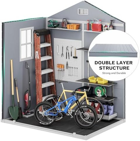 DWVO 6x4.4FT Resin Storage Shed with Reinforced Floor & Window - Image 3