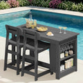 SERWALL 3-Piece Outdoor HDPE Counter-Height Bar Set with 2 Stools, Gray by SERWALL