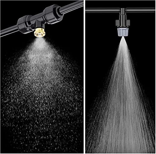 Misting Cooling System 98.4FT (30M) Misting Line + 50 Brass Mist Nozzles + 50 T-Connectors + 1 Faucet Adapters (3/4") Outdoor Mister for Patio Garden Greenhouse Trampoline for Waterpark - Image 5