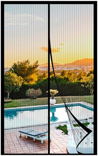 METAONLY Magnetic Screen Door Mesh, Works for Patio, Sliding Door, Keeps Bug Mosquito Out, Fresh Air Flow, Fits 34" x 82" Door - Curtain Size 36" x 84", Black by Giveyouthebestexperience