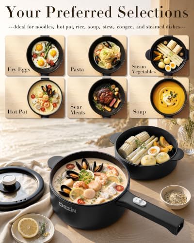 Dezin 2L Hot Pot Electric, Non-Stick Electric Pan, 700W Adjustable Power - Image 3