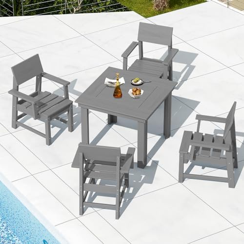 SERWALL HDPE Outdoor Dining Table and Chairs Set for 4 - Image 6